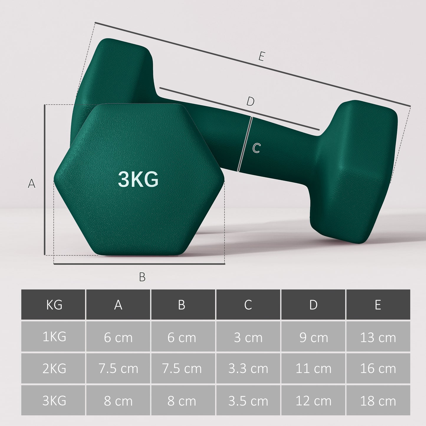 SPORTNOW Dumbbells Set with Carry Storage Rack, 2 x 1kg, 2 x 2kg, 2 x 3kg
