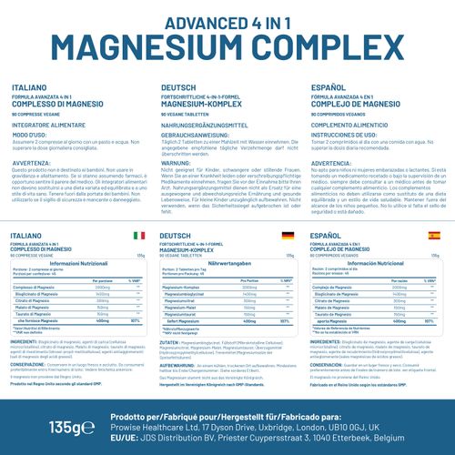 Magnesium Glycinate Complex 4 in 1 - 2000mg per serving | Precise 400mg Elemental Magnesium dose