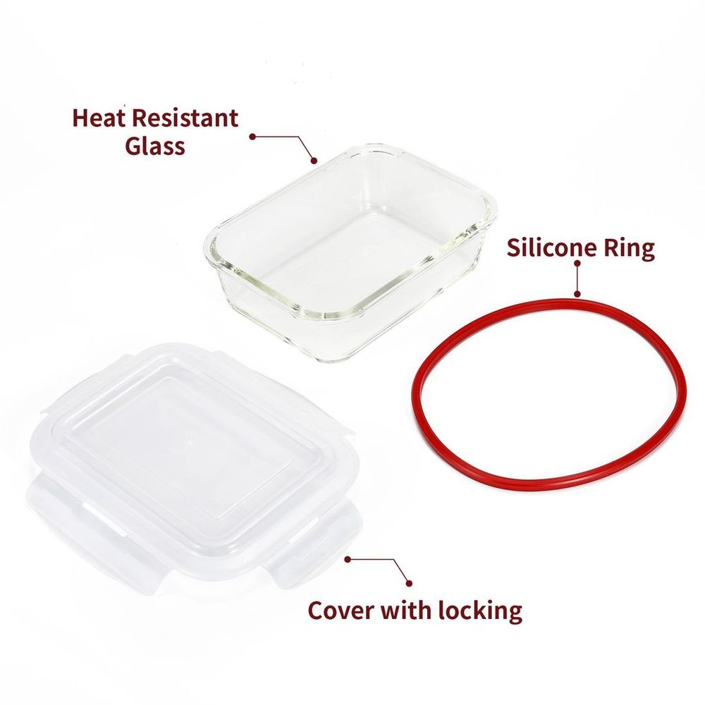 Vinsani Glass Food Storage 10-Pack Containers Rectangle Food Meal Prep Lunch Boxes with Lids Airtight Heat Resistant Leakproof Lid BPA-Free Dishwasher Microwave Oven Freezer Safe
