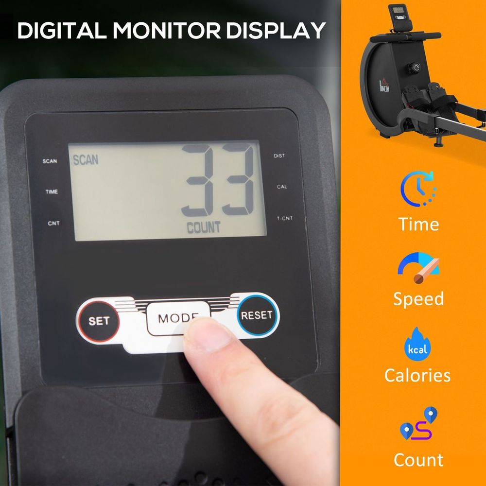 Magnetic Foldable Rower w/ 16-Level Adjustable Resistance for Home, Gym