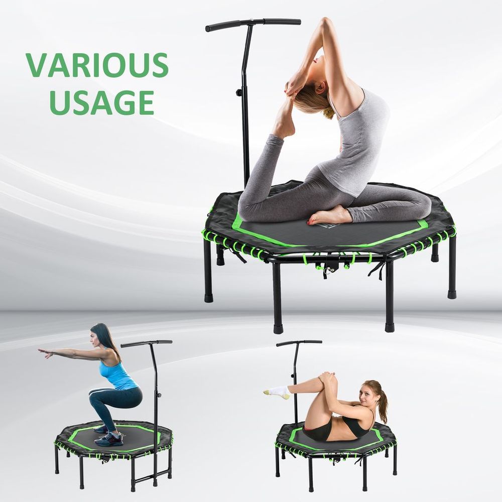 HOMCOM Foldable Trampoline Bouncer Jumper Adjust Handle for Adult Teens - Green