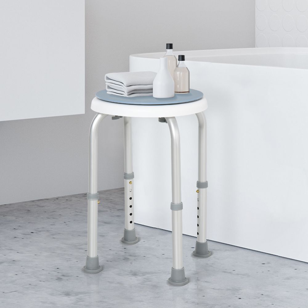 360 Degree Swivel Seat Bath Shower Stool Adjustable Height Aluminium HOMCOM