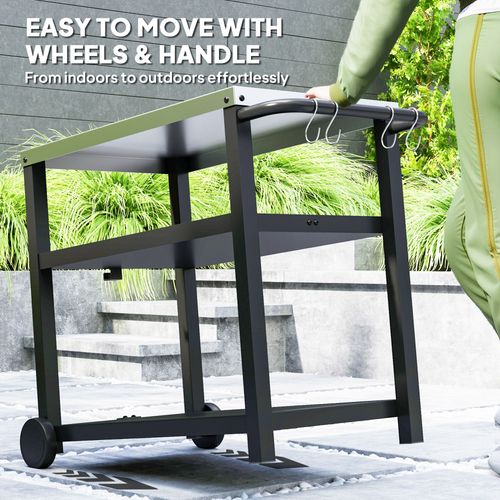 Outsunny Outdoor BBQ Table with 2-Tier Shelf, Outdoor Kitchen, Charcoal Grey