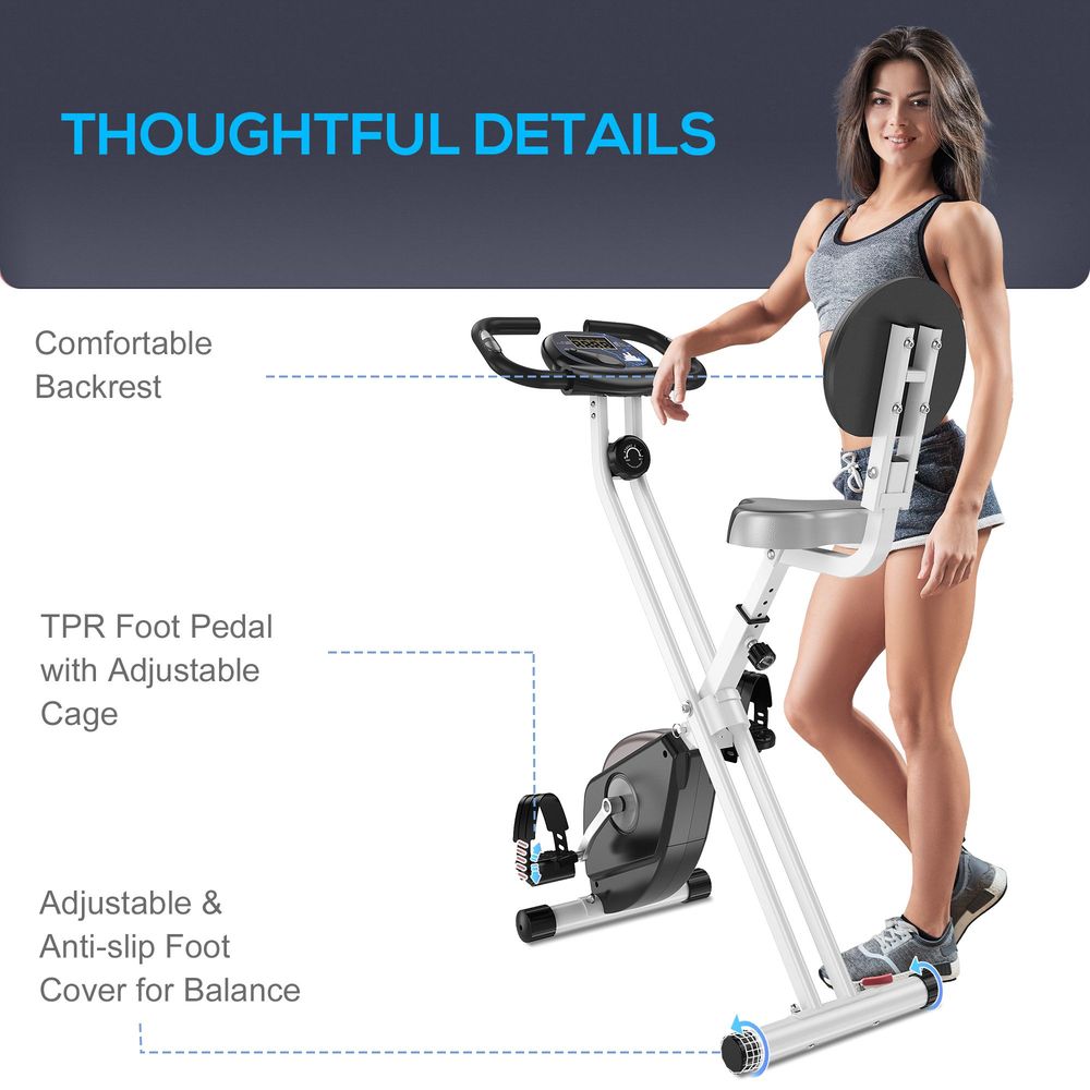 HOMCOM Magnetic Resistance Exercise Bike Foldable LCD Adjustable Seat Grey