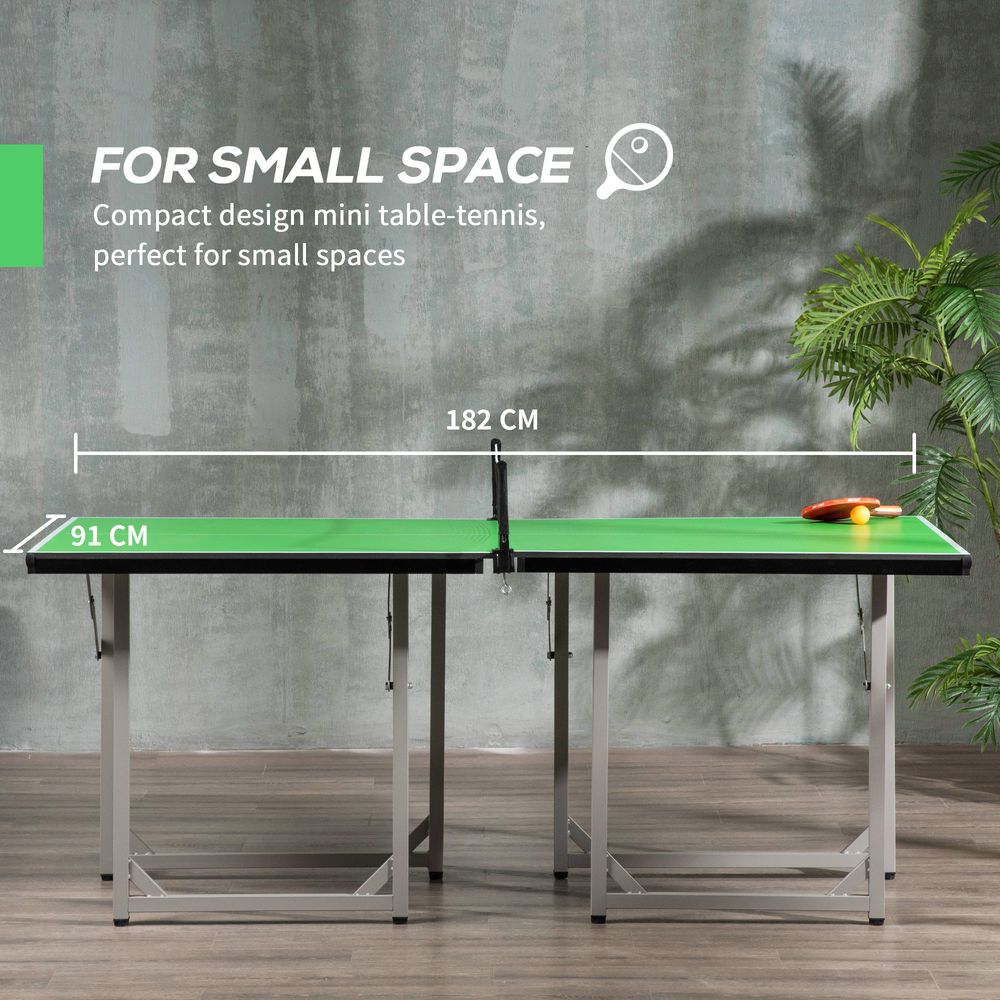 Tennis Table Ping Pong Foldable with Net Game Steel 182cm Indoor, Green HOMCOM