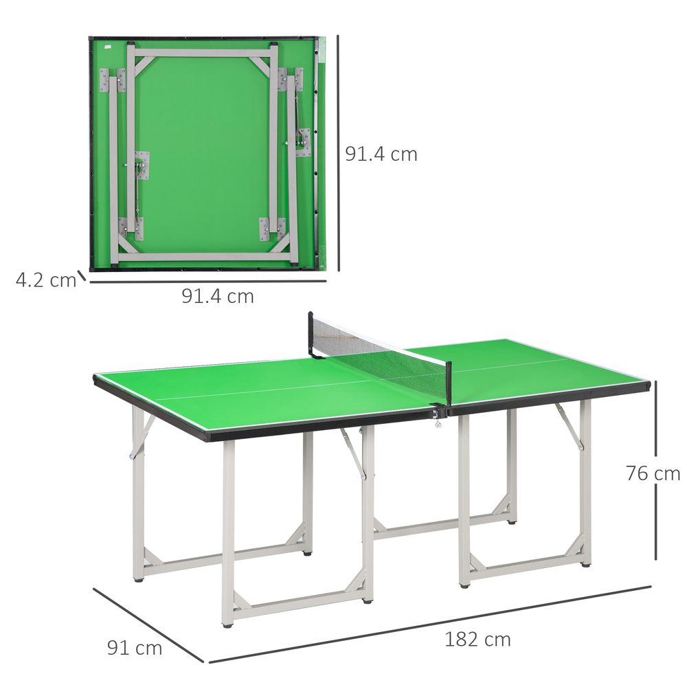 Tennis Table Ping Pong Foldable with Net Game Steel 182cm Indoor, Green HOMCOM