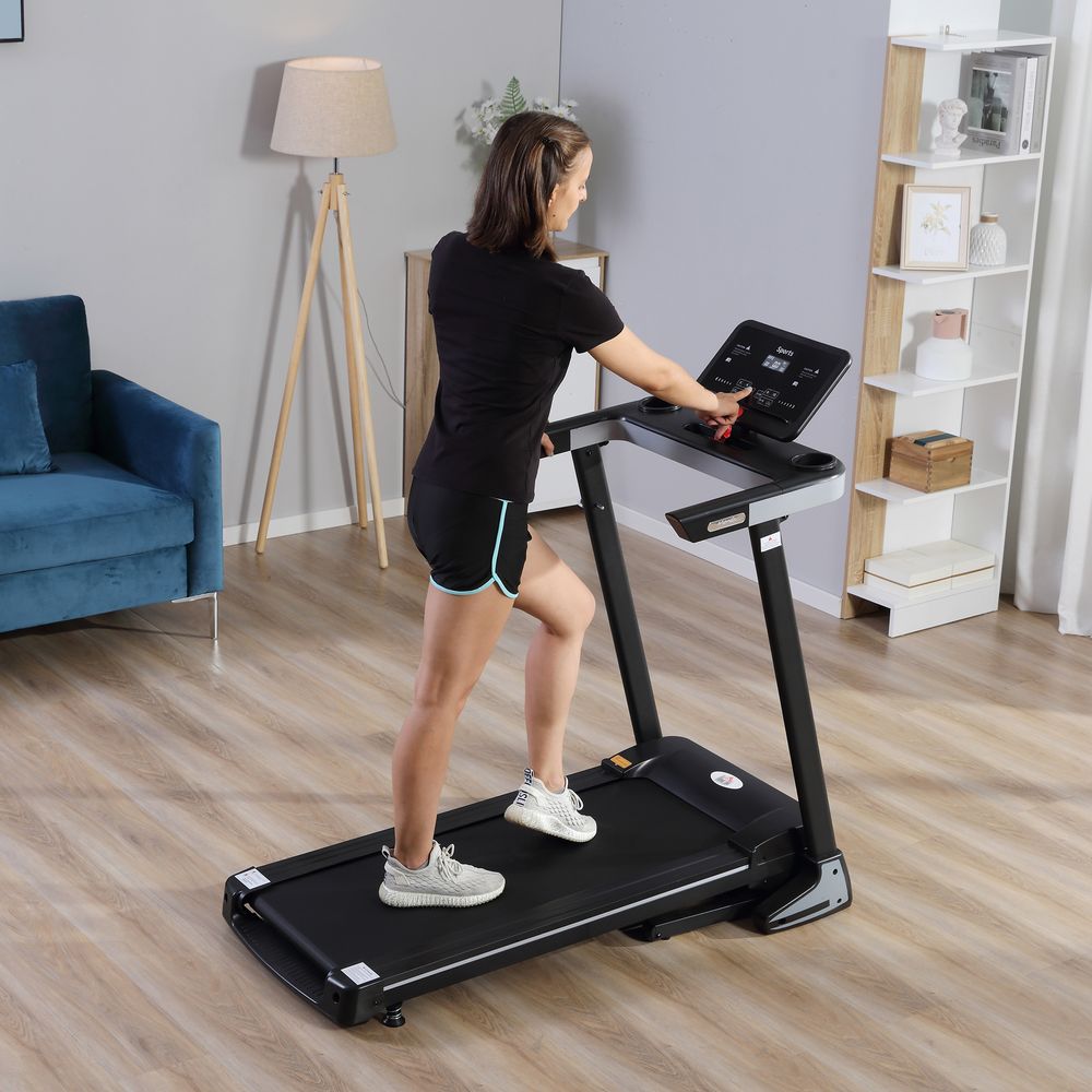 500W Motorised Treadmill 1-12km/h Folding Frame Wheels Preset Programs HOMCOM
