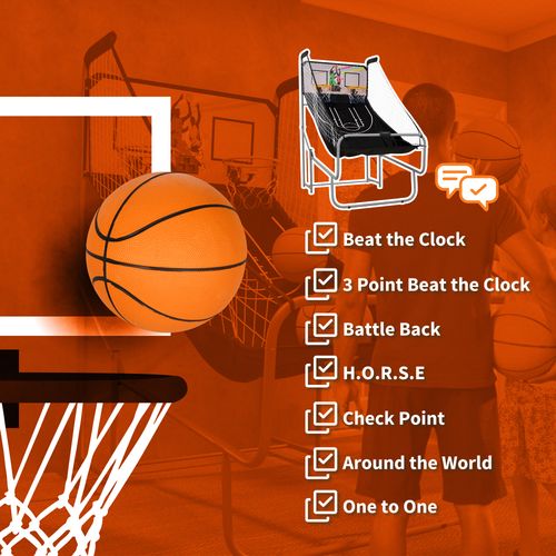 SPORTNOW Basketball Arcade Game with Double Hoops, Electronic Scorer