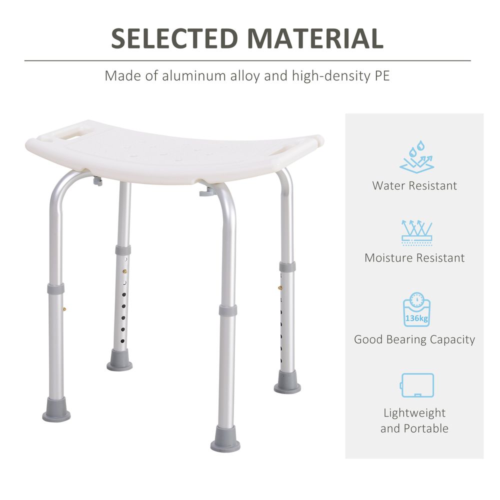 Mobility Shower and Bath Stool Bench with Non-Slip Aluminum Frame HOMCOM