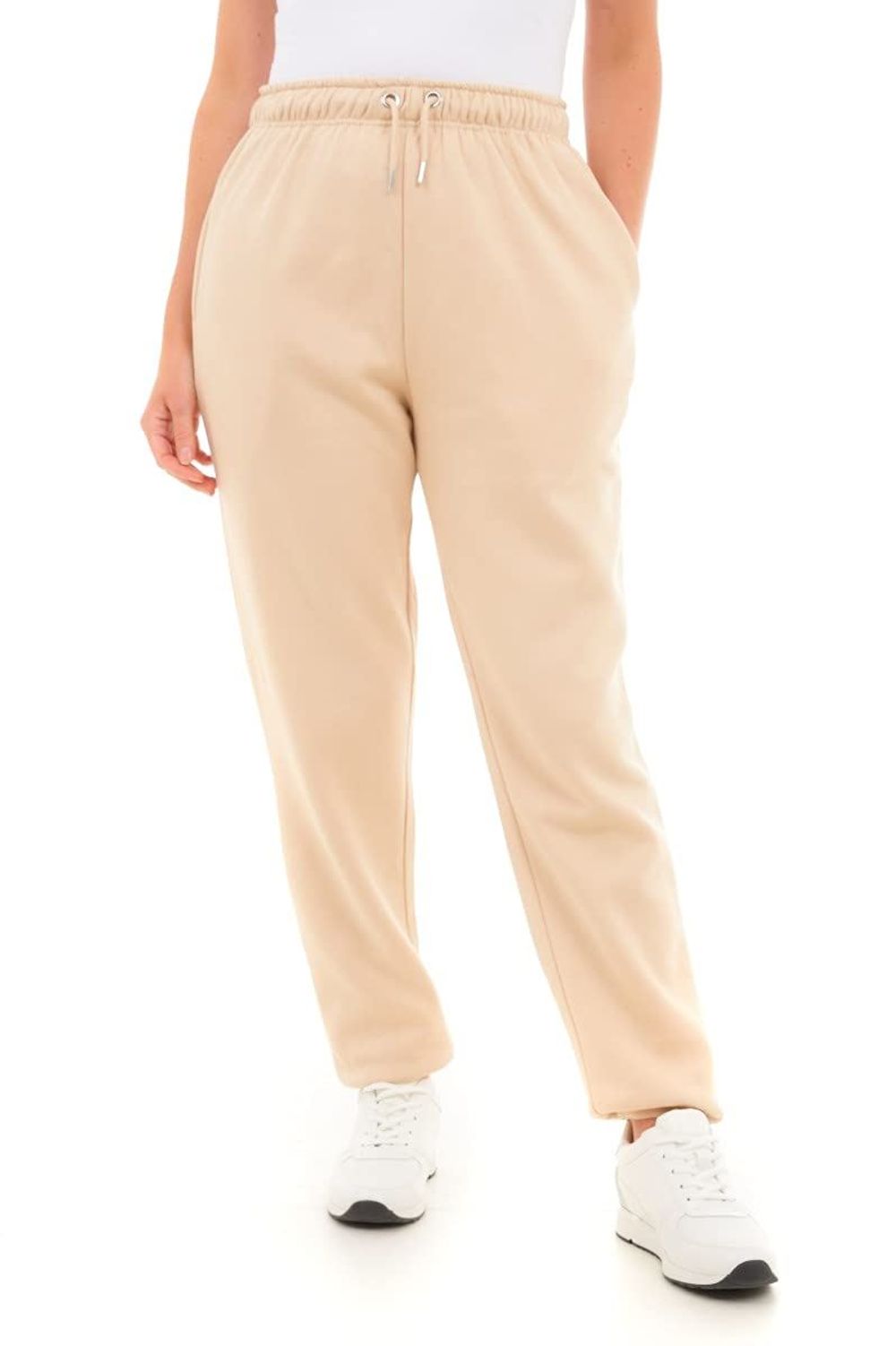 BASIC WOMENS CUFFED HEM JOGGER STONE XS