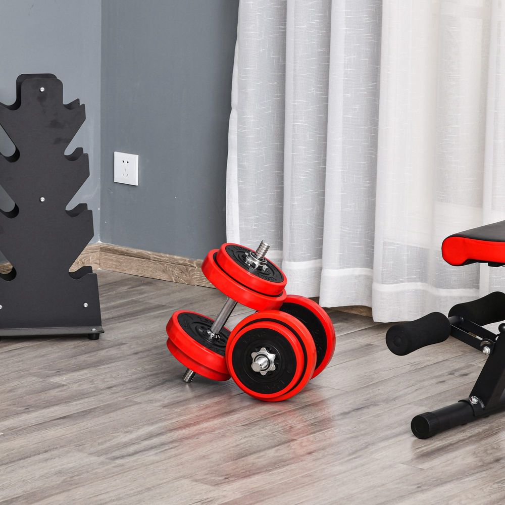 20KGS Dumbbell & Barbell Adjustable Ergonomic Set Exercise in Home Gym HOMCOM