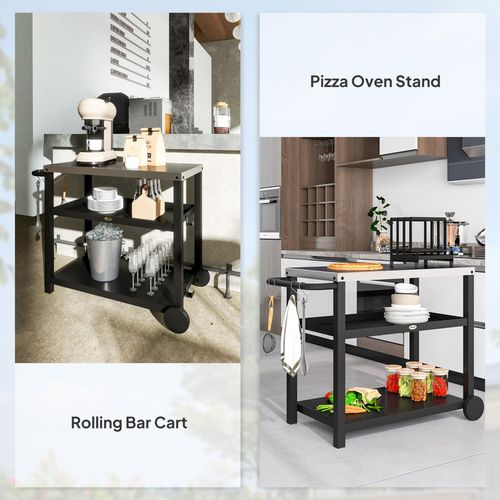 Outsunny Outdoor BBQ Table with 2-Tier Shelf, Outdoor Kitchen, Charcoal Grey