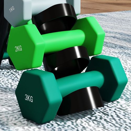 SPORTNOW Dumbbells Set with Carry Storage Rack, 2 x 1kg, 2 x 2kg, 2 x 3kg