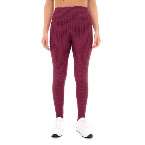 SOLID HONEYCOMB SEAMLESS LEGGINGS L BURGUNDY