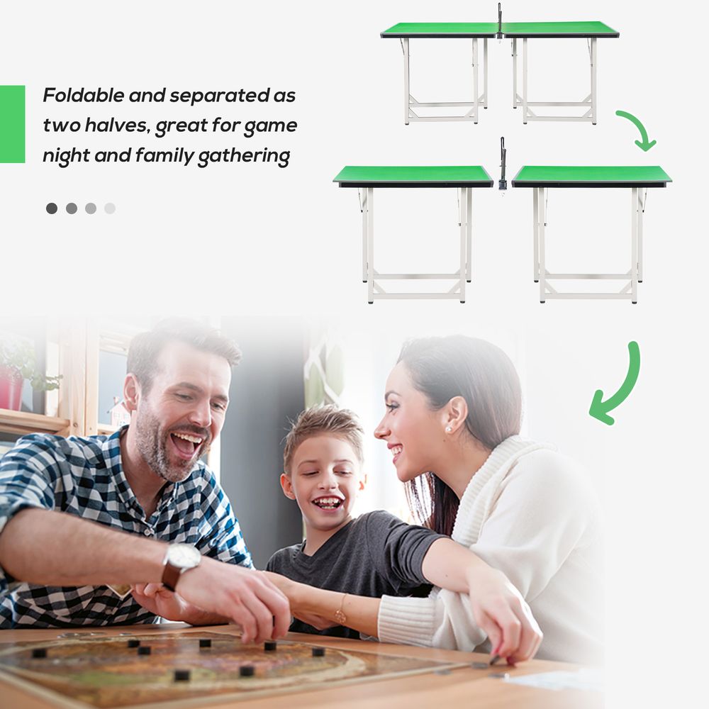Tennis Table Ping Pong Foldable with Net Game Steel 182cm Indoor, Green HOMCOM