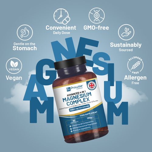 Magnesium Glycinate Complex 4 in 1 - 2000mg per serving | Precise 400mg Elemental Magnesium dose