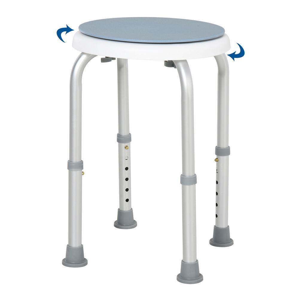 360 Degree Swivel Seat Bath Shower Stool Adjustable Height Aluminium HOMCOM