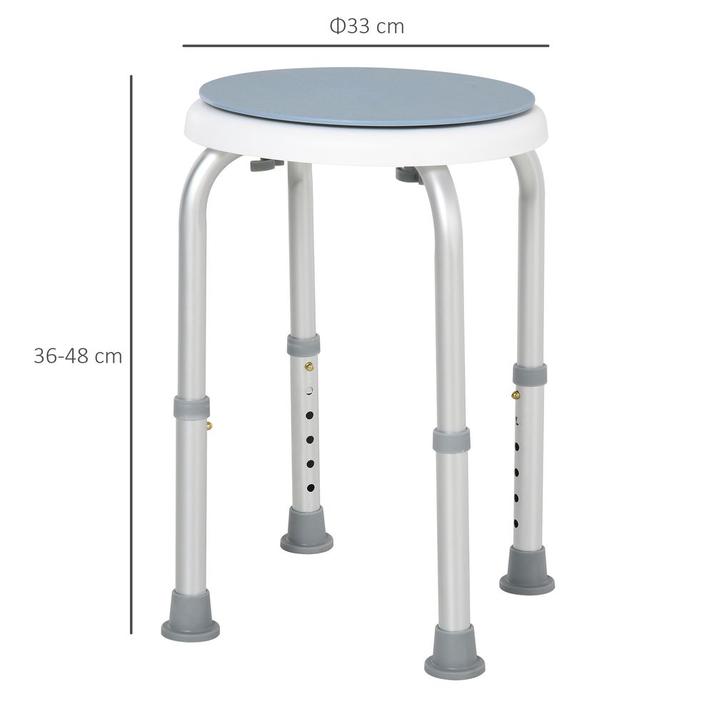 360 Degree Swivel Seat Bath Shower Stool Adjustable Height Aluminium HOMCOM