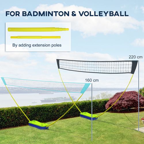 SPORTNOW Portable Badminton Net Set with Volleyball Net, Rackets, Shuttlecocks
