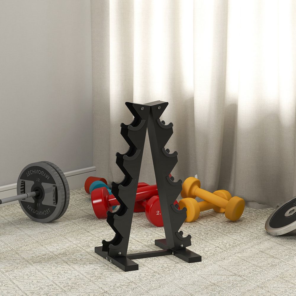 SPORTNOW Five-Tier Weight Tree, Steel Dumbbell Rack for Home Gym Exercise
