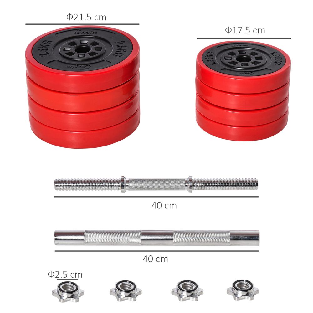 20KGS Dumbbell & Barbell Adjustable Ergonomic Set Exercise in Home Gym HOMCOM