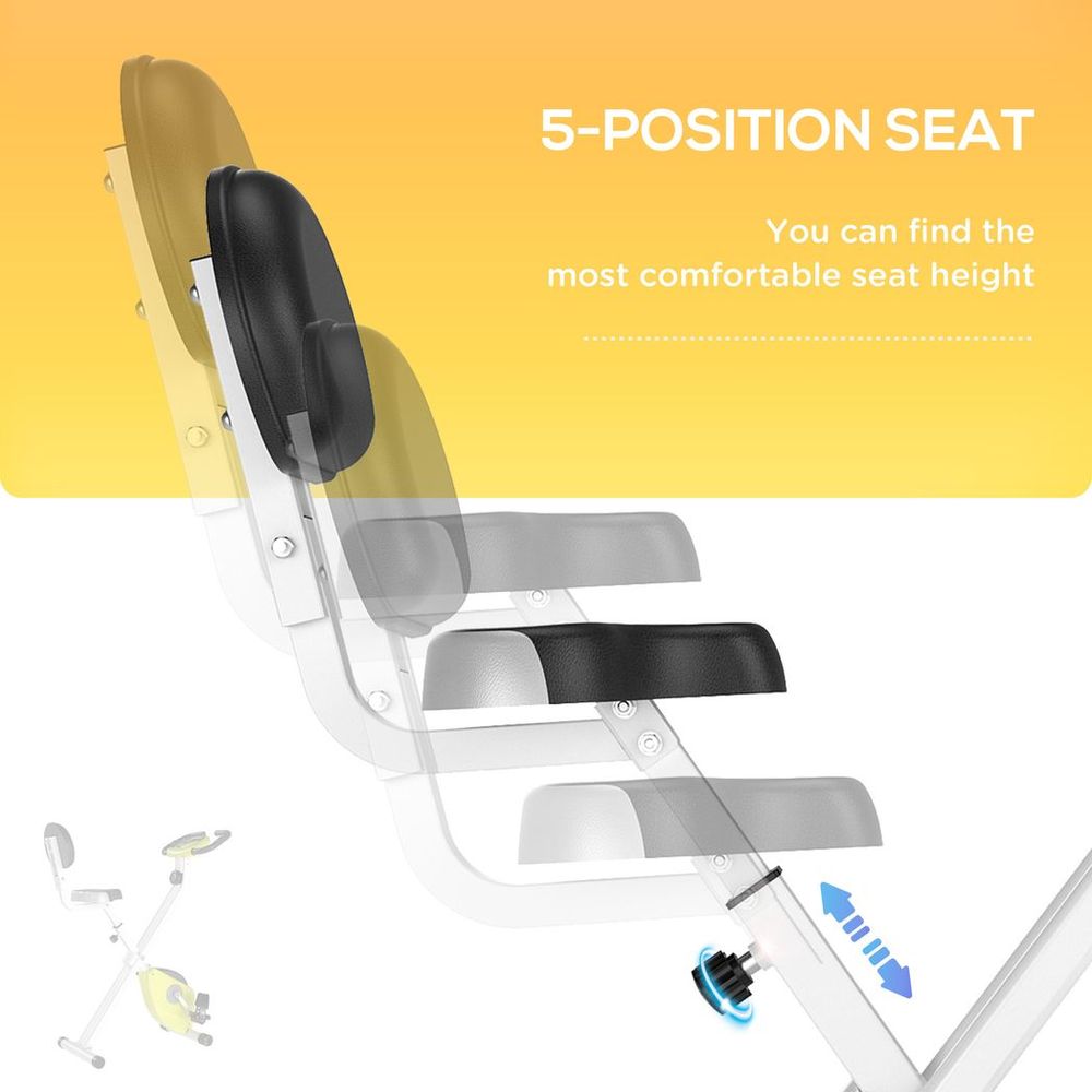 Magnetic Resistance Exercise Bike Foldable LCD Adjustable Seat Yellow