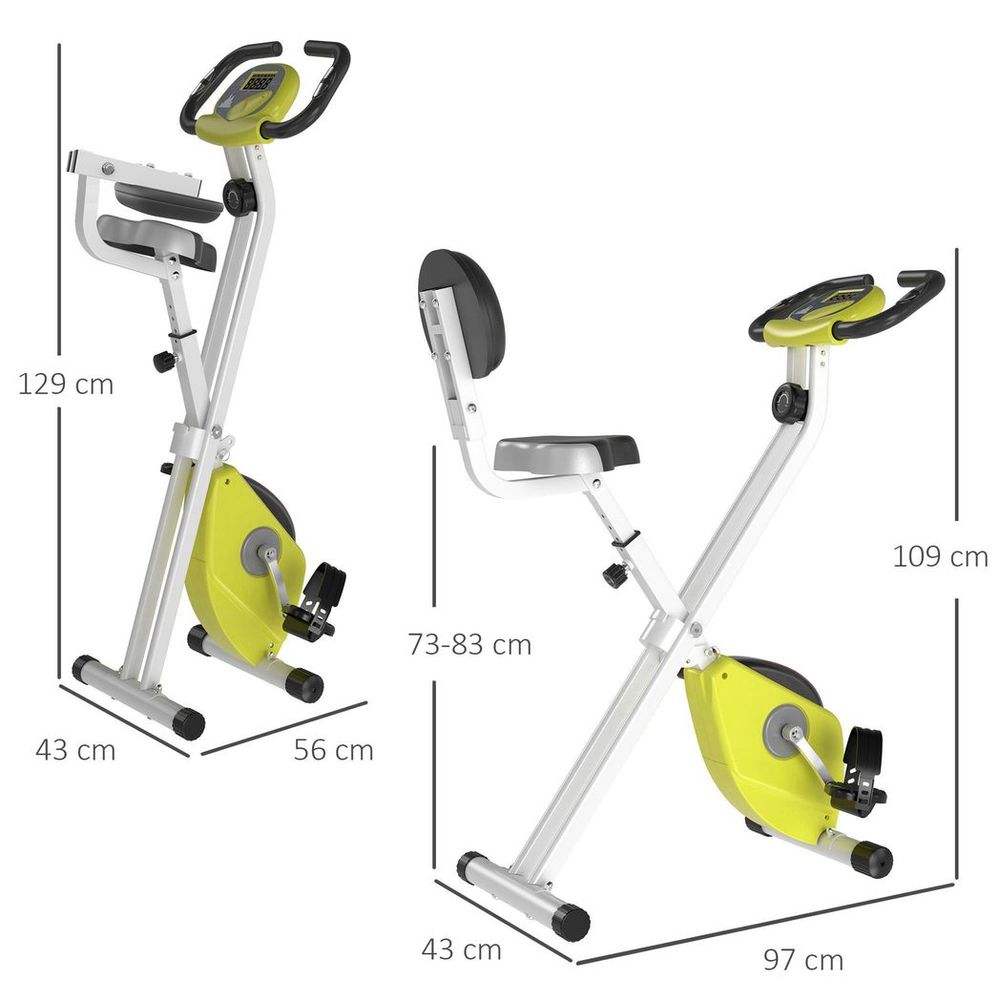 Magnetic Resistance Exercise Bike Foldable LCD Adjustable Seat Yellow