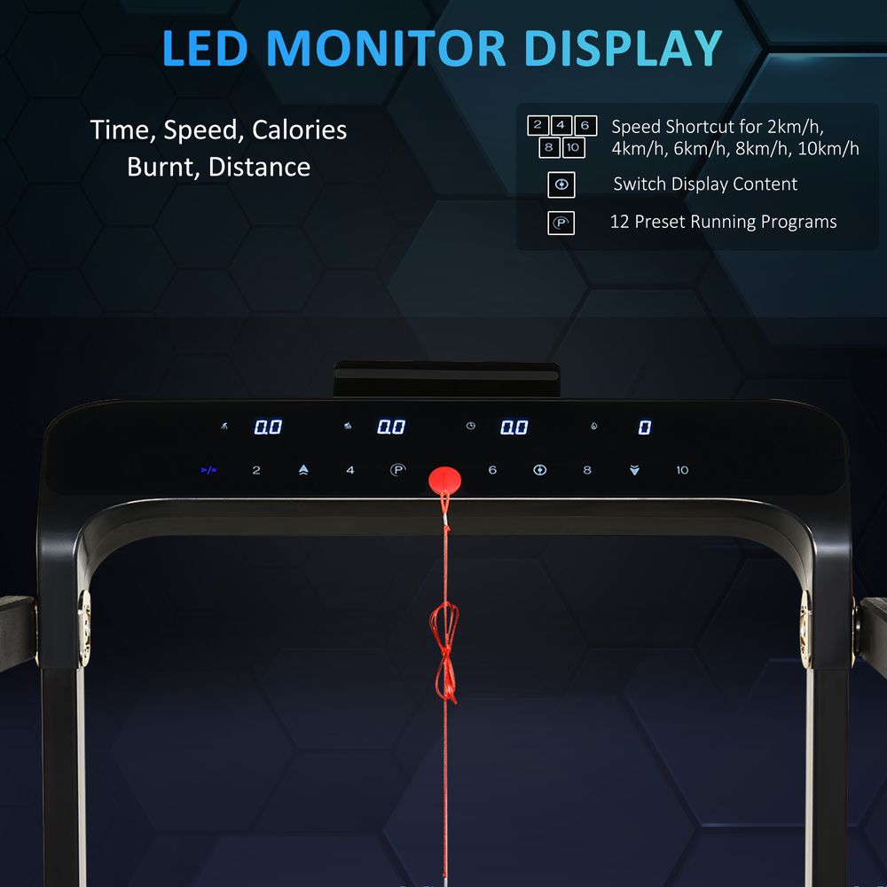 1.85HP Foldable Electric Treadmill Fitness Safety Lock LED screen-Black HOMCOM