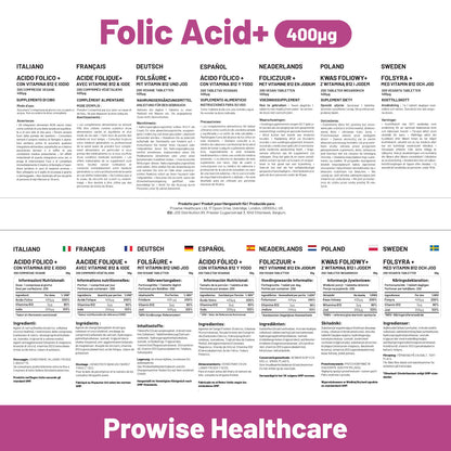 Folic Acid Tablets 400 mcg - 400 Vegan Vitamin B9 Tablets