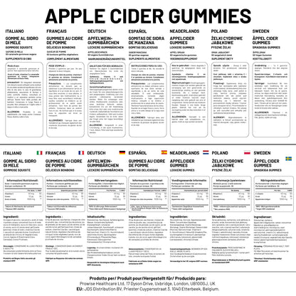 Vegan Apple Cider Vinegar Gummies | Apple Flavour | High Strength 1000mg with Vitamin C, Chromium and Pomegranate