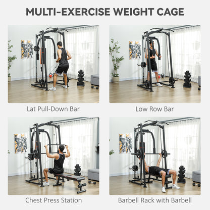 SPORTNOW Multi-Gym Smith Machine Power Cage for Home Gym Weight Lifting