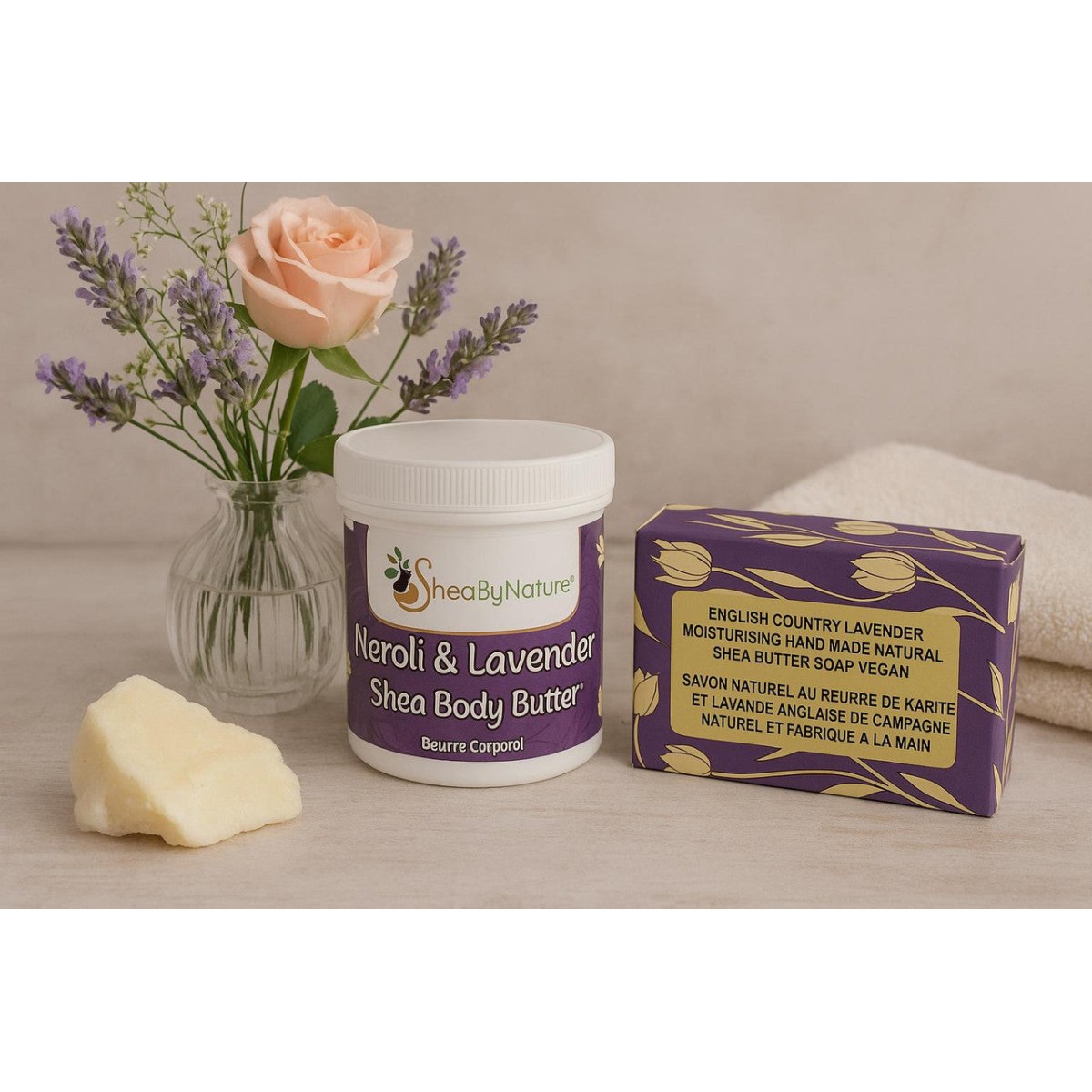 SheaByNature Natural Skincare Duo: Body Butter & Handmade Soap Combo