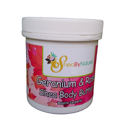 Geranium and Rose Shea body butter with 50% unrefined pure shea butter - 250g pot