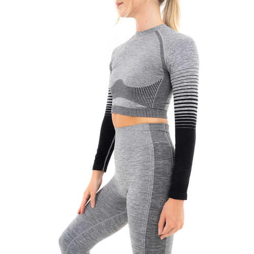 GRADIENT STRIPE SEAMLESS LS TOP GREY - M