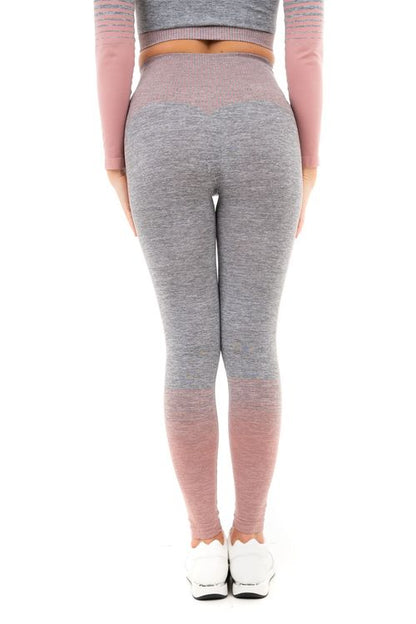 GRADIENT STRIPE SEAMLESS LEGGINGS GREY - M