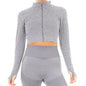 MARL WITH RIB SEAMLESS JACKET GREY L