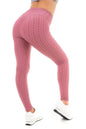 SOLID HONEYCOMB SEAMLESS LEGGINGS M DARK PINK