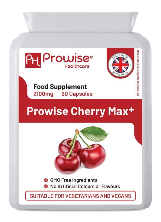 Cherry Max+ 2100mg Montmorency Cherry Added with Black Cherry I 90 Vegan Capsules High Strength I Made in The UK