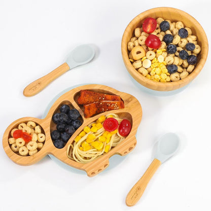 VINSANI BAMBOO TURTLE PLATE,BOWL & SPOON SET