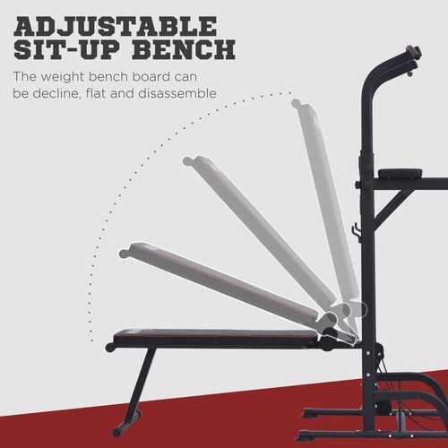 Multifunction Home Workout Station Tower Steel Frame Bench Bars Ropes HOMCOM