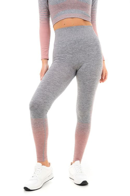 GRADIENT STRIPE SEAMLESS LEGGINGS -  L