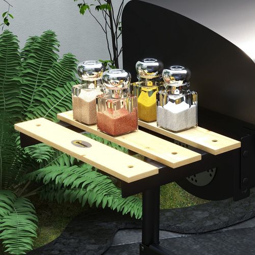 Outsunny Charcoal Barbecue BBQ Grill Trolley W/ Shelves, Lid and Thermometer