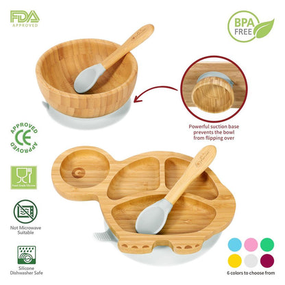 VINSANI BAMBOO TURTLE PLATE,BOWL & SPOON SET