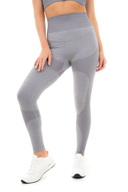 MARL WITH RIB SEAMLESS LEGGINGS L GREY MARL