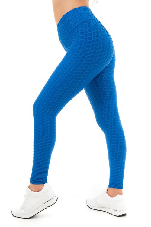 SOLID HONEYCOMB SEAMLESS LEGGINGS XL COBALT BLUE