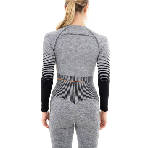 GRADIENT STRIPE SEAMLESS LS TOP GREY - M