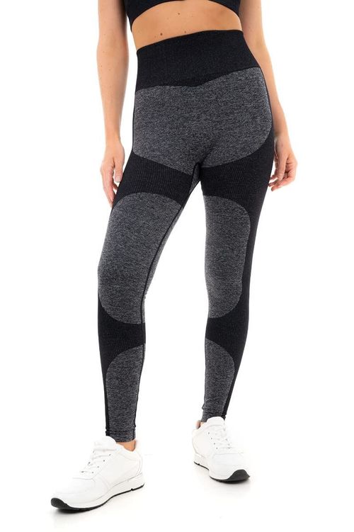 MARL WITH RIB SEAMLESS LEGGINGS BLK S