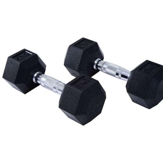 Hexagonal Dumbbells Kit Weight Lifting Exercise for Home Fitness 2x5kg HOMCOM