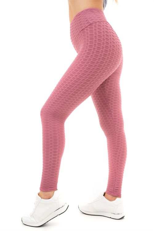 SOLID HONEYCOMB SEAMLESS LEGGINGS M DARK PINK