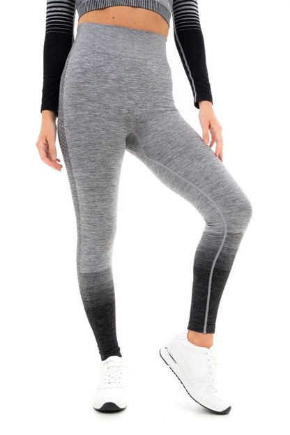 GRADIENT STRIPE SEAMLESS LEGGINGS GREY - S